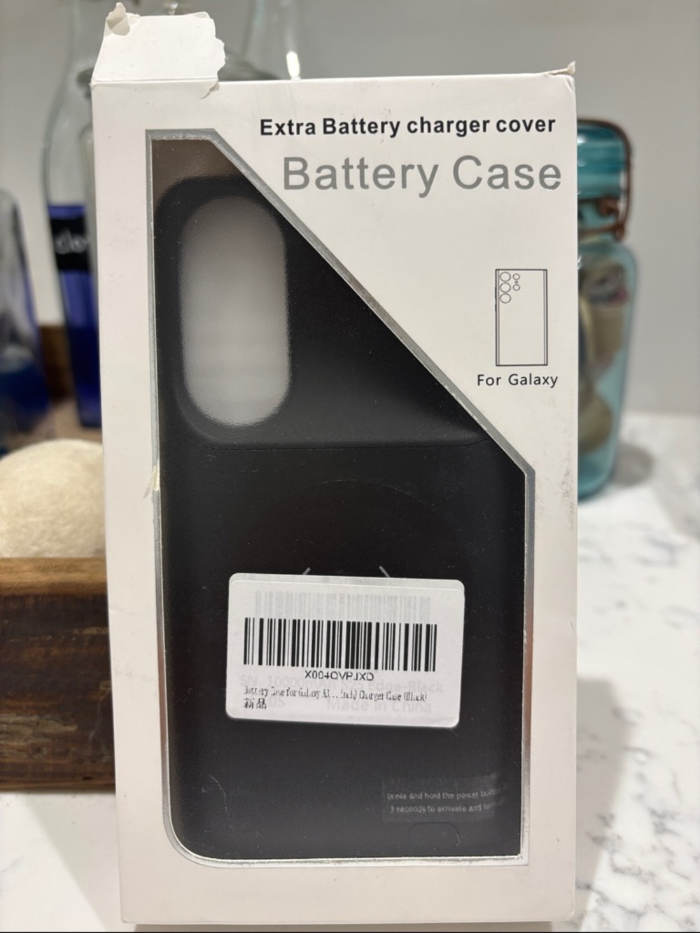 Battery Case for Galaxy - Black Protective Charging Cover for S25 Edge